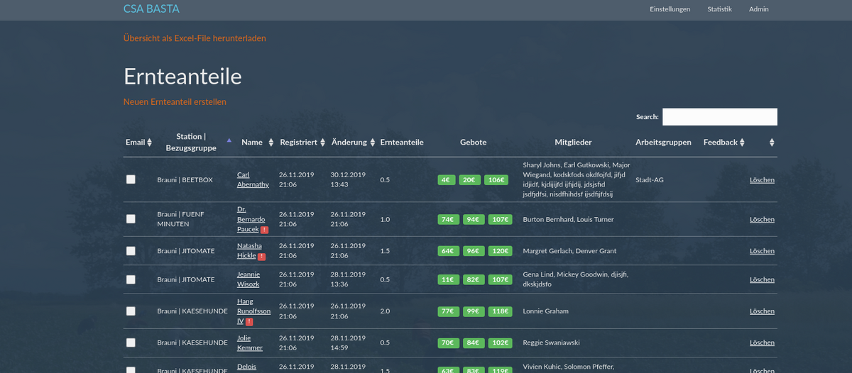 Screenshot of the website