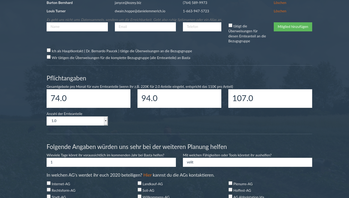 Screenshot of the website